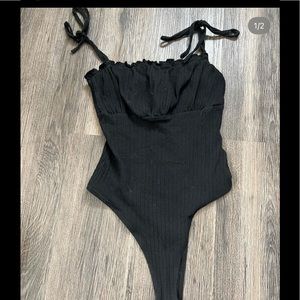 Body suit w/bow tie straps